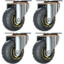 Satz mit 4 3-Zoll-Universalrädern ohne Bremsen. Leise Trolley-Räder. Universalräder. Lenkrollen. 75-mm-Industrieplattenräder. Transportrollen für