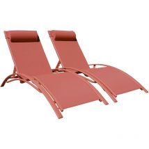2er Set Sonnenliegen galapagos aus Textilene Terracotta - Aluminium Terracotta