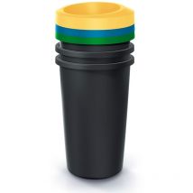 Rundbehälter-Set NRBO25S3, 3 Behälter à 25 l, Deckel: Gelb, Blau, Grün