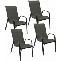 4er Set Stühle MARBELLA aus grauem Textilene - anthrazitgraues Aluminium