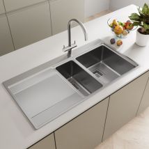 Artikitch - Kitchen Sink 1.5 Bowl lh Drainer Stainless Steel Modern Inset Strainer Waste