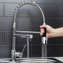 Sauber - Pull Out Kitchen Tap Single Lever Modern Mono Sink Mixer Hot Cold Faucet - Dual Spray & Pot Filler