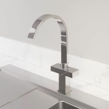 Kitchen Tap Dual Twin Lever Modern Mono Sink Mixer Hot Cold Faucet - Aarau Chrome Finish