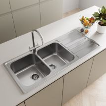 Artikitch - Prima Kitchen Sink 2.0 Double Bowl Stainless Steel Reversible Inset Waste