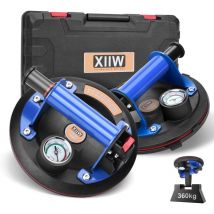 2x Saugnäpfe Saugheber Glasheber Metallgriff Mit Manometer Max. 360kg, 8'' Vakuum Saugnapf Fliesenheber Mit Kasten, Glassauger Saughalter Plattenheber