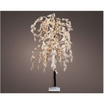 Lumineo - saule microled à fleurs blanches, fixe, 360 leds, ø70x180cm blanc chaud.