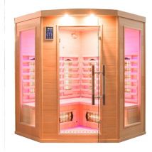 France Sauna - Infrarotsauna Apollon Quarz 3/4-Sitzer eckig - 150 x 150 x 190 cm - Fichtenholz