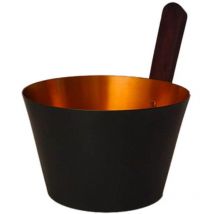Sauna Aufgusskübel / Saunaeimer Gold/schwarz Aluminium Gerader Griff