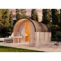Sauna design Finntherm ScandiPod Deluxe Naturel , 42 mm Épaisseur de paroi 204 x 400 cm