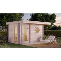 Sauna extérieur Feldkirch-70 Naturel , 70 mm Épaisseur de paroi 421 x 344 cm