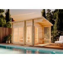 Sauna extérieur Finntherm Lizzy m Naturel , 40 mm Épaisseur de paroi 434 x 228 cm