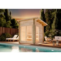 Sauna extérieur FinnTherm Lizzy XS Naturel , 40 mm Épaisseur de paroi 278 x 228 cm