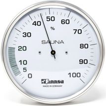 FINNSA Sauna-Hygrometer 160 mm Skala Edelstahlgehäuse Präzisionsgerät für optimales Saunaklima