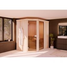 Sauna d'angle intérieur Finntherm Perle Naturel , 40 mm Épaisseur de paroi 194 x 144 cm