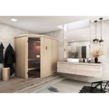 Sauna d'angle intérieur Finntherm Perle Naturel , 40 mm Épaisseur de paroi 194 x 175 cm