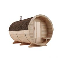 Sauna tonneau Finntherm Charlotte Naturel Bois thermique, 42 mm Épaisseur de paroi 215 x 400 cm - Naturel