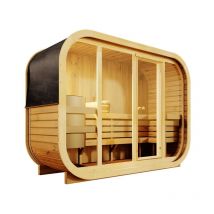 Sauna tonneau FinnTherm Ellipso L Naturel Bois thermique, 42 mm Épaisseur de paroi 271 x 113 cm