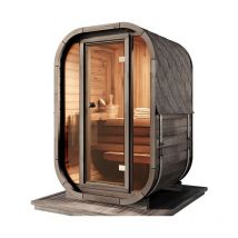 Sauna tonneau FinnTherm Ellipso S - Noir Bois thermique, 42 mm Épaisseur de paroi 136 x 119 cm