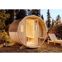 Sauna tonneau Finntherm Sam Naturel , 40 mm Épaisseur de paroi 220 x 280 cm