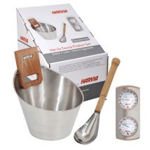 Harvia SA006 Saunakübel Schöpfkelle Thermometer Edelstahl Zubehör Set