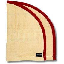 Saunagut – Sauna Wedeltuch Torreoo elfenbein-rot – 100% Baumwolle