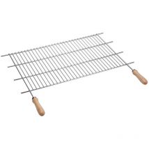 Sauvic - Grille de barbecue en zinc. 100x40cm poignées en bois