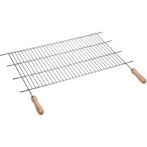 Griglia Barbecue accorciabile 62,5-72,5x40 cm con Manici in Legno, in Acciaio Inossidabile 18/8 - Sauvic