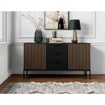 Bestmobilier - Savanna - buffet bas - bois et noir - 150 cm