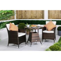 Modern Furniture Direct - Savannah Rattan Garden Bistro Table and Chairs Set 2 Seater Patio Furniture Set