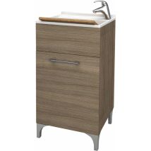 Savini - Lavatoio In Legno Larghezza 45 Profondità 50 Con Vasca In Vetroresina E Tavoletta - Colore: Rovere Fumo