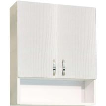 Savini Pensile Bagno 2 Ante Con Vano - Bianco Nordico -59x22x71 Cm