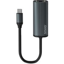 SAVIO Adapter USB-C 3.1 Gen.1 (M) auf RJ-45 Gigabit Ethernet (F), 1000 Mbit/s, AK-56, grau