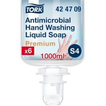 Savon liquide mains Tork Premium Antimicrobien, pour distributeur S4 - Cartouche de 1 l. - Lot de 6