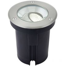 Saxby Hoxton - Luz empotrable de suelo para exteriores Blanco frío IP67 10.5W Pintura negra mate y acero inoxidable cepillado
