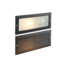 Eco - Outdoor Plain & Louvre IP44 40W Vernice nera testurizzata e vetro smerigliato - Saxby Lighting