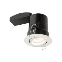 Saxby Lighting - Saxby Shieldplus Mv - Fire Rated 1 Light Recessed Tilt Downlight Matt White, GU10