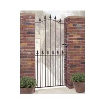 Cannock Gates - Saxon Spear Top Tall Bow Top Single Gate - Solid Steel - Fits Gap of 762 mm x 1943 mm High - Electro Galv./Black Powder Coated