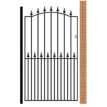 Cannock Gates - Saxon Spear Top Tall Bow Top Single Gate - Solid Steel - Fits Gap of 1220 mm x 1990 mm High - Electro Galv./Black Powder Coated