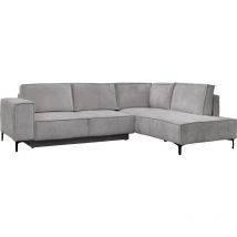 Mobilier Deco - sayla - Canapé d'angle convertible en tissu gris clair - Angle droit