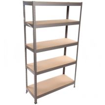 MAKA Scaffale Metallico e Legno a 5 Ripiani per Garage e Ambienti Industriali, Misure 180x90x40cm, Robusto e Versatile con Capacità di Carico Fino a