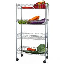 Scaffale 4 ripiani con ruote porta frutta e verdura 45x25x84 cm