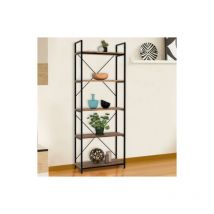 Idmarket - Scaffale a 5 livelli in legno invecchiato, design industriale hawkins