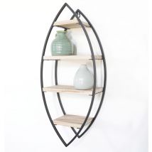 Vivol - Scaffale a muro ovale con 4 ripiani in legno - 26x60 cm