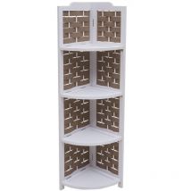 Non utilizzato] Scaffale angolare HHG 655 4 ripiani pieghevole legno intreccio 110cm bianco marrone - white