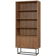 Cotecosy - Scaffale con 3 ripiani e 2 porte in noce decorativo H182 cm - Rea