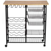 Calicosy - Scaffale con ruote con vani contenitori multipli decorato in legno di pino e nero L90 cm - laney