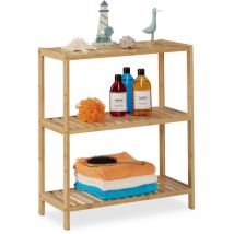 Scaffale da Bagno, in Bambù, HxLxP: 69 x 60 x 26 cm, 3 Ripiani, Mobile da Terra da Cucina, Marrone Naturale - Relaxdays
