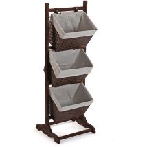 Versa - Mobile da Bagno con Cestini Stile Bagno, Misure (h x l x l) 102,0 x 35,0 x 35,0 cm, Cotone, Legno, Rattan, Colore Marrone Scuro
