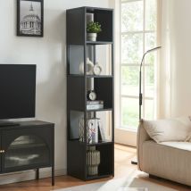 [en.casa] - Scaffale da Terra Finspång Libreria in Acciaio 185 x 38 x 38 cm - Nero Opaco
