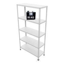 Grima - scaffale in metallo 'ettore' bianco a bullone con 5 piani, 100x40x187 cm portata 80 kg